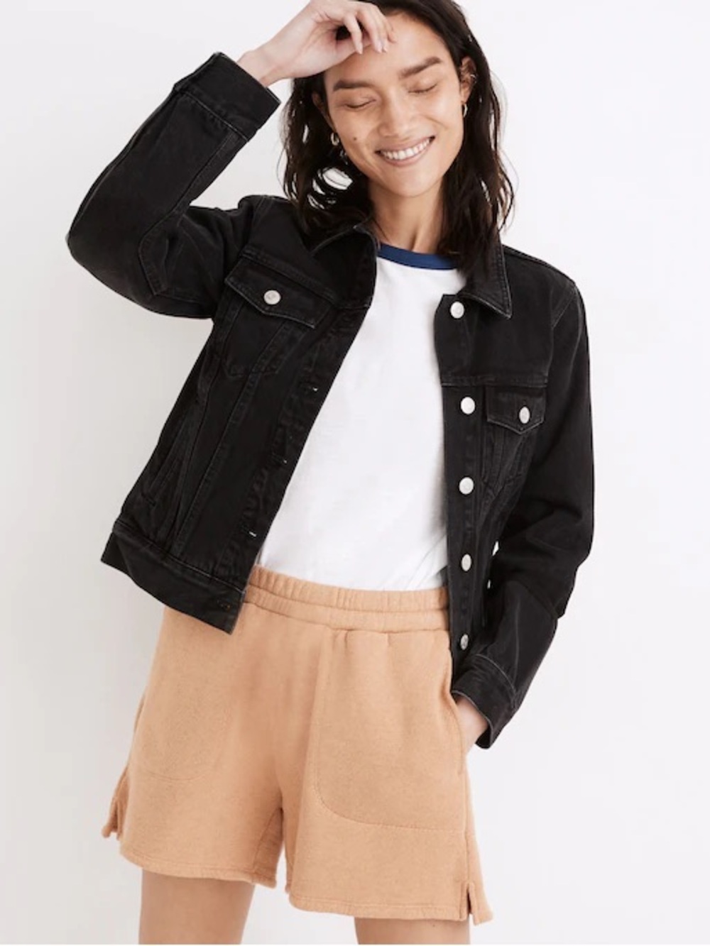 Madewell Classic Black Denim Jacket, large, lunar wash, 100%, EUC